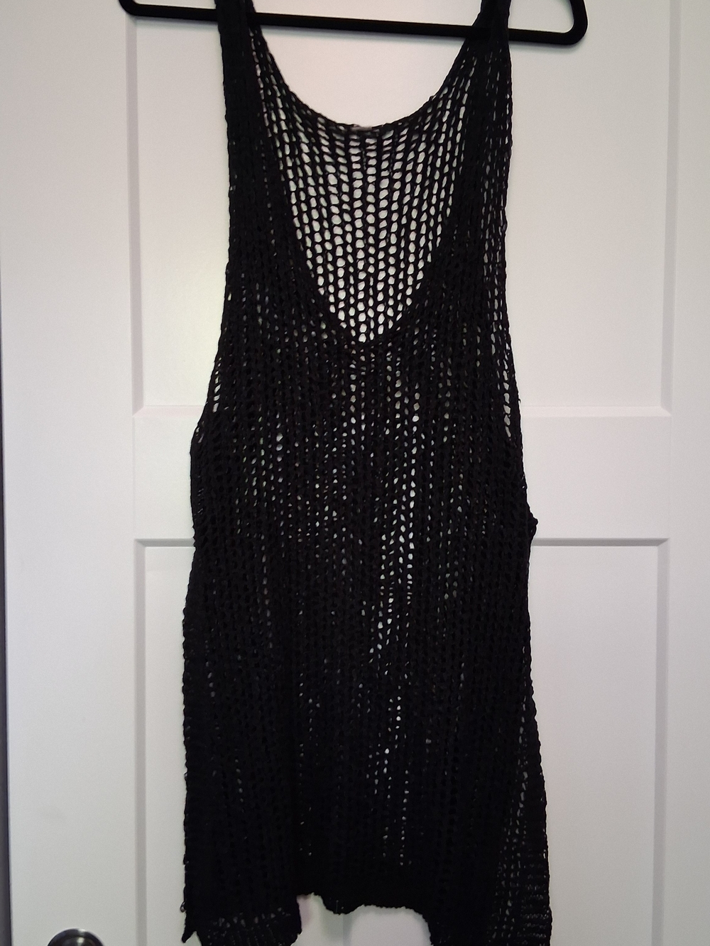 2/$20 1X Swim Coverup Black Open Knit Crochet Tank Dress